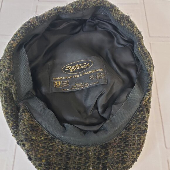 Cool Vintage Studio Donegal Brown Wool Flat Cap Mens L Made in Ireland Hat - Picture 4 of 8